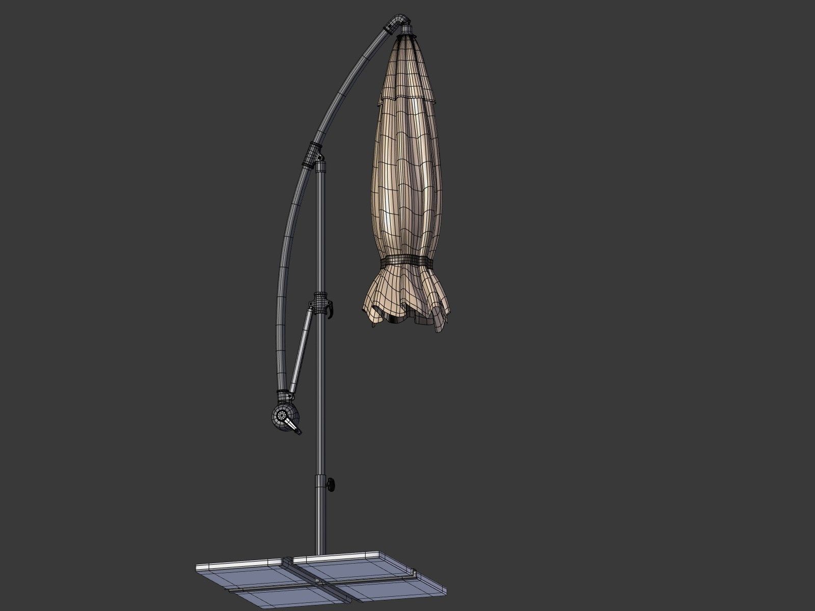 Umbrella Deck Parasol 1 Low-poly 3D model_9