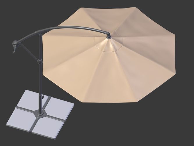 Umbrella Deck Parasol 1 Low-poly 3D model 5