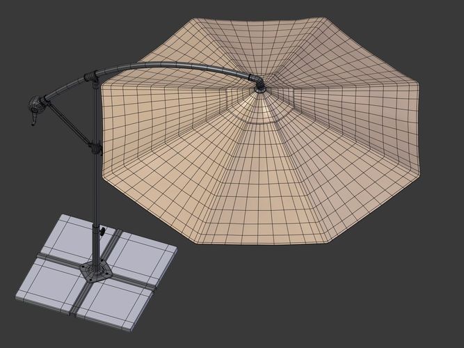 Umbrella Deck Parasol 1 Low-poly 3D model 6