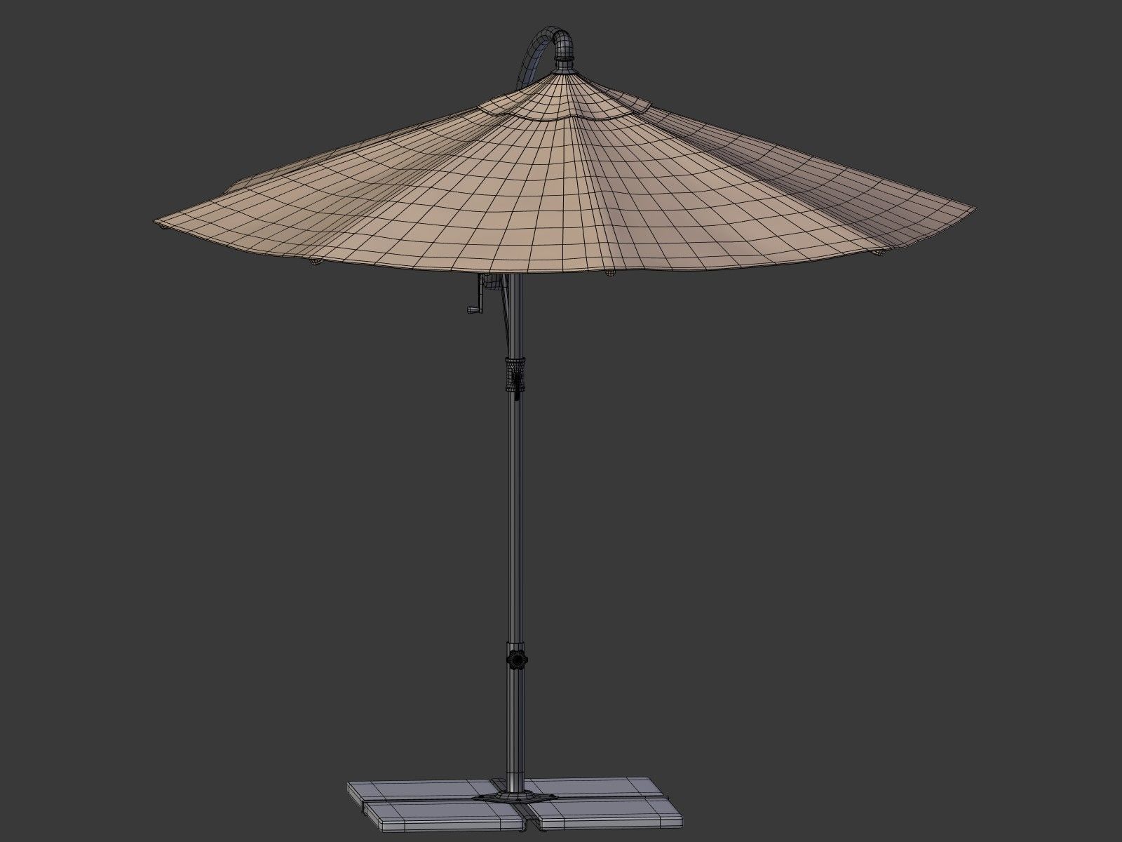 Umbrella Deck Parasol 1 Low-poly 3D model_7