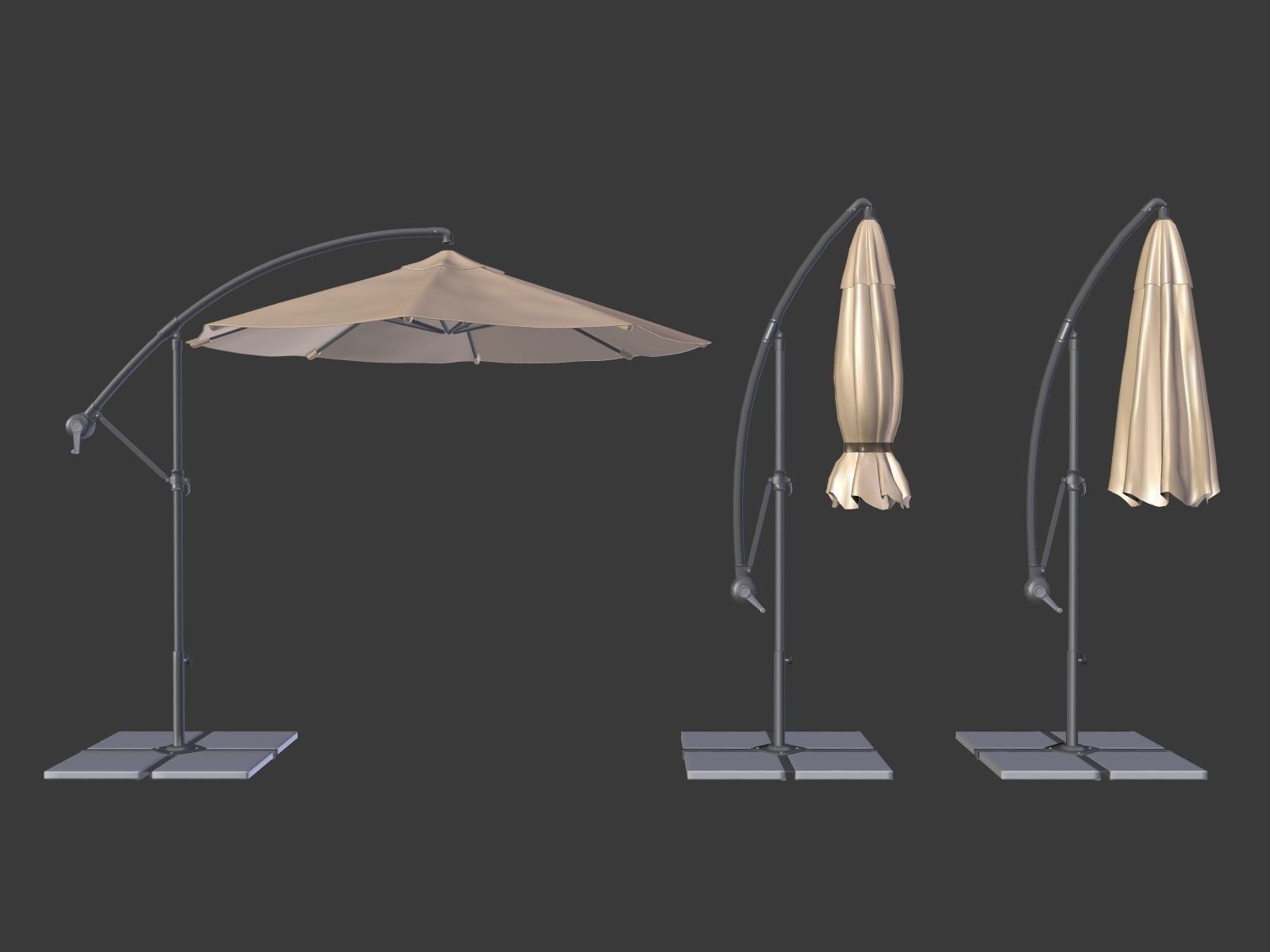 Umbrella Deck Parasol 1 Low-poly 3D model_1