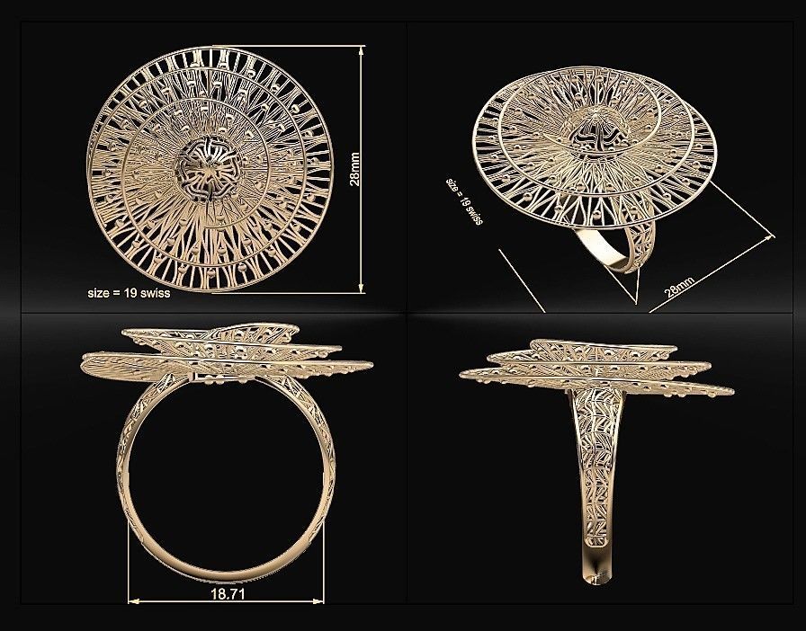 Electro-fusion fashion Gold Ring 3D print model_2