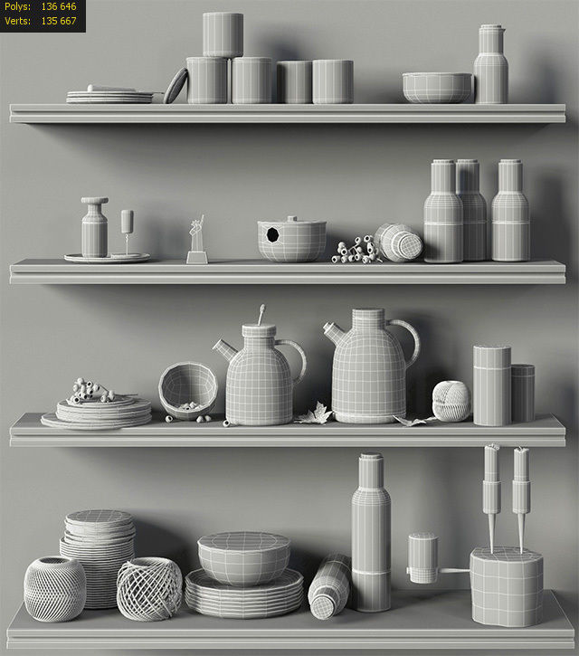 Scandinavian decorative set for the kitchen 3D model_9