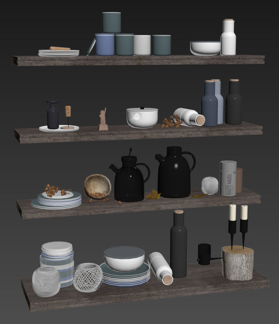 Scandinavian decorative set for the kitchen 3D model_12