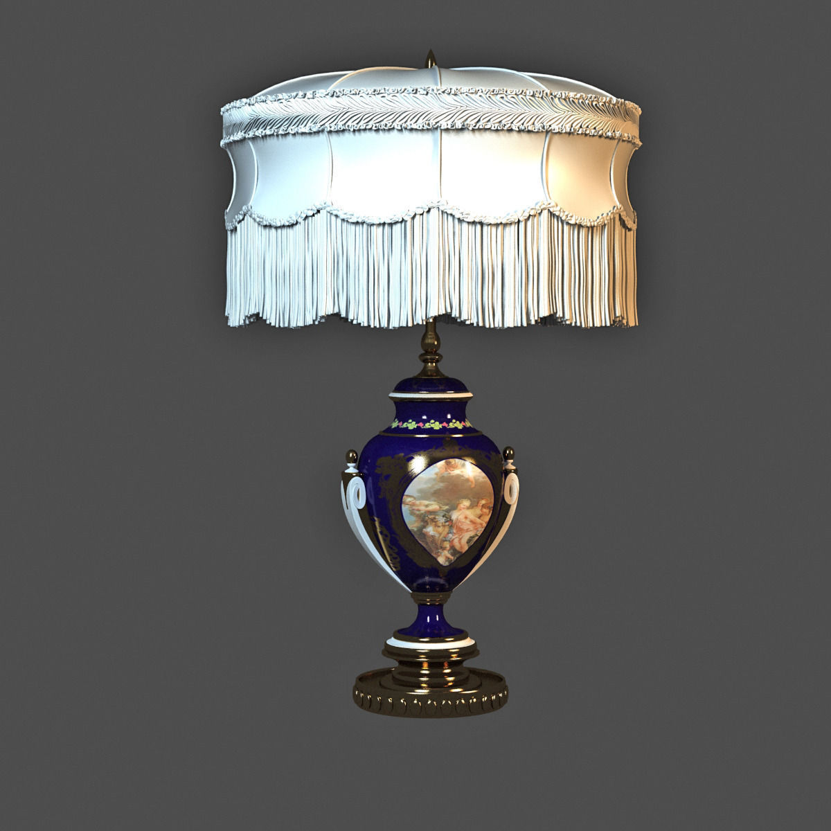 Classic Antique Baroque Lamp 3D model_2