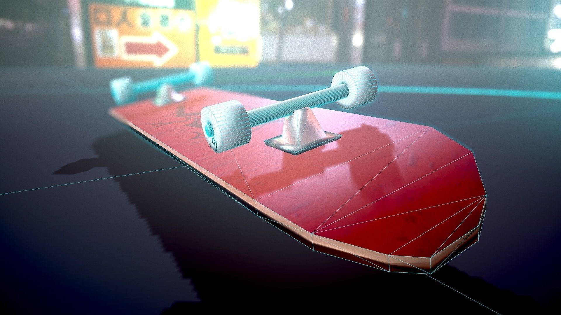 Lowpoly Skateboard with details Free low-poly 3D model_36