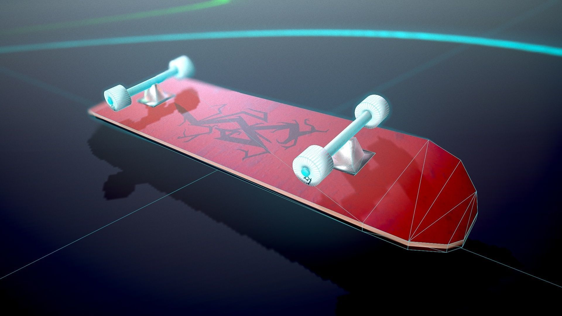 Lowpoly Skateboard with details Free low-poly 3D model_41