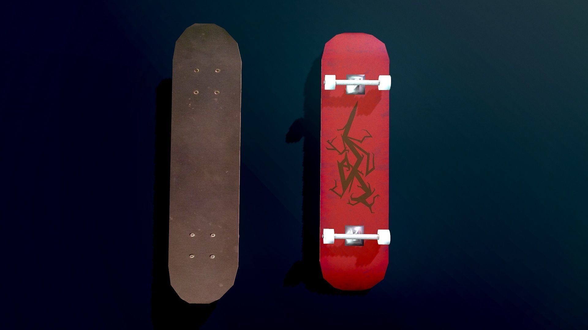 Lowpoly Skateboard with details Free low-poly 3D model_14