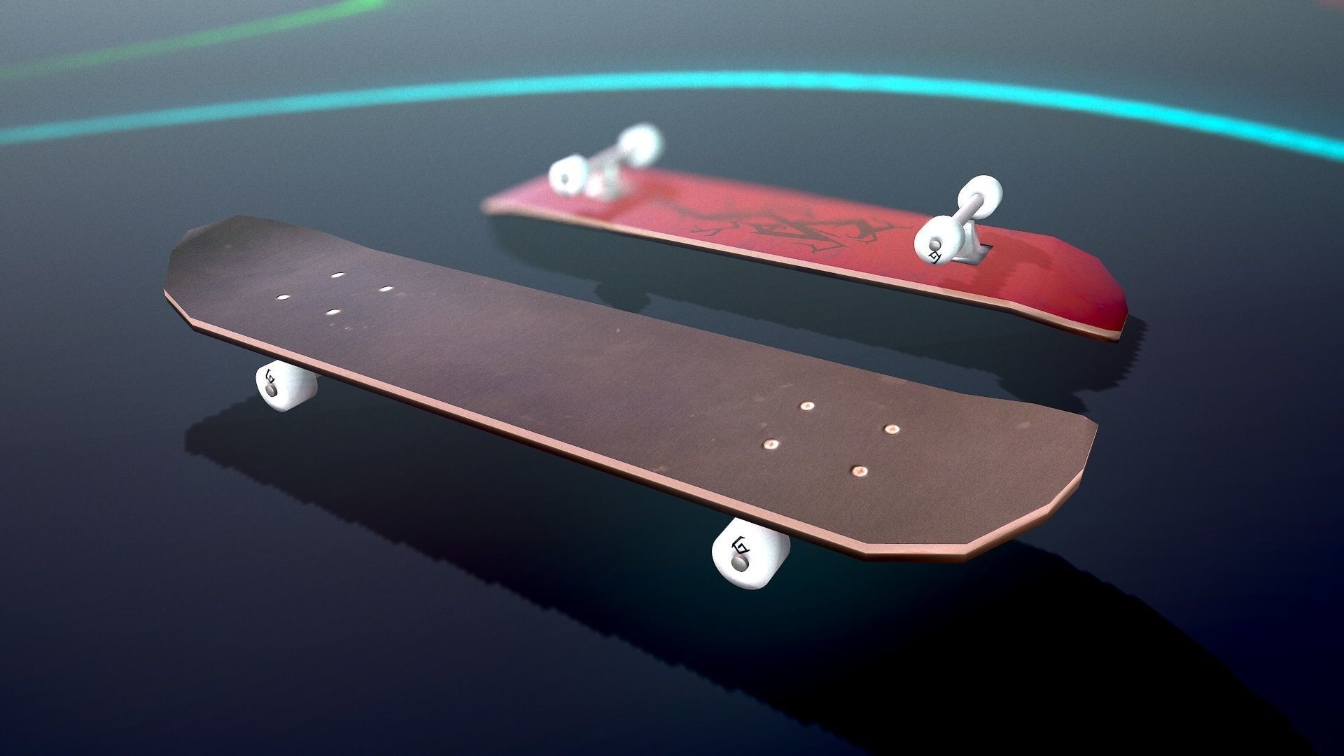 Lowpoly Skateboard with details Free low-poly 3D model_19