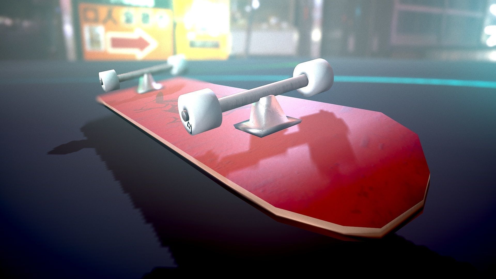 Lowpoly Skateboard with details Free low-poly 3D model_34
