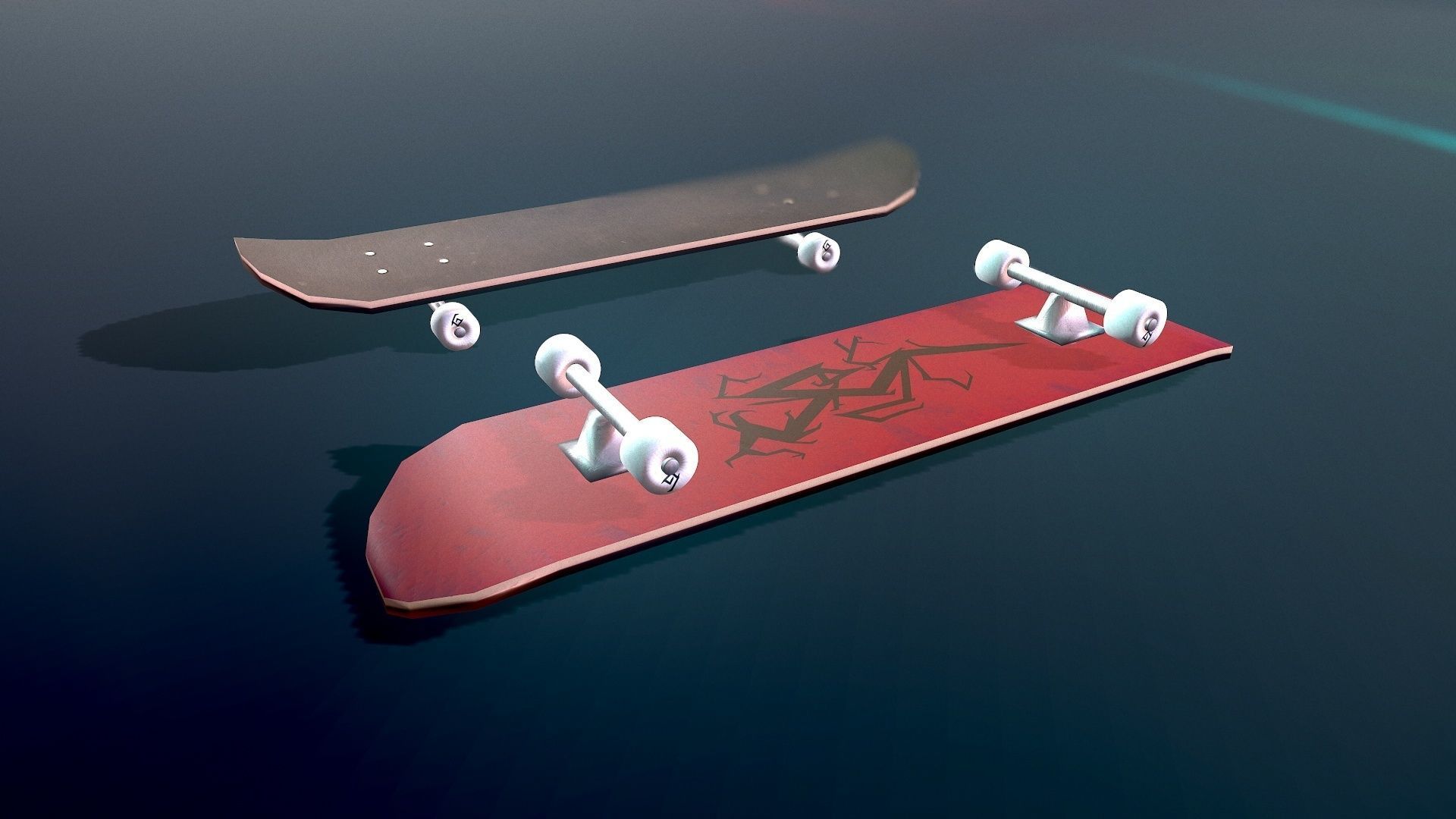 Lowpoly Skateboard with details Free low-poly 3D model_18