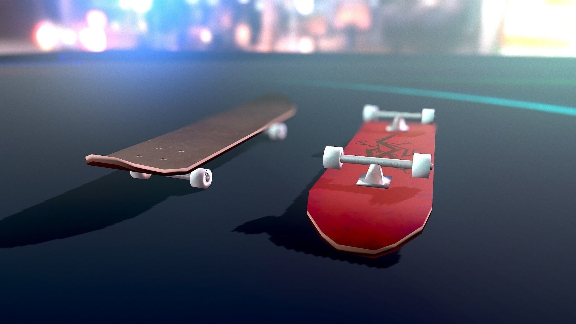 Lowpoly Skateboard with details Free low-poly 3D model_24