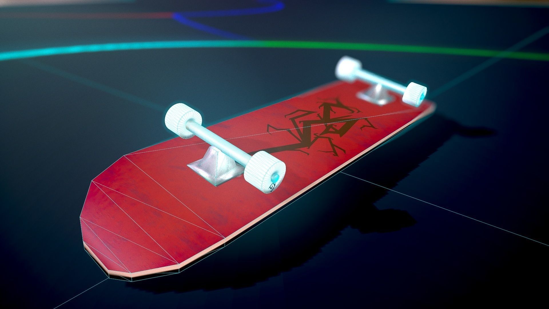 Lowpoly Skateboard with details Free low-poly 3D model_44