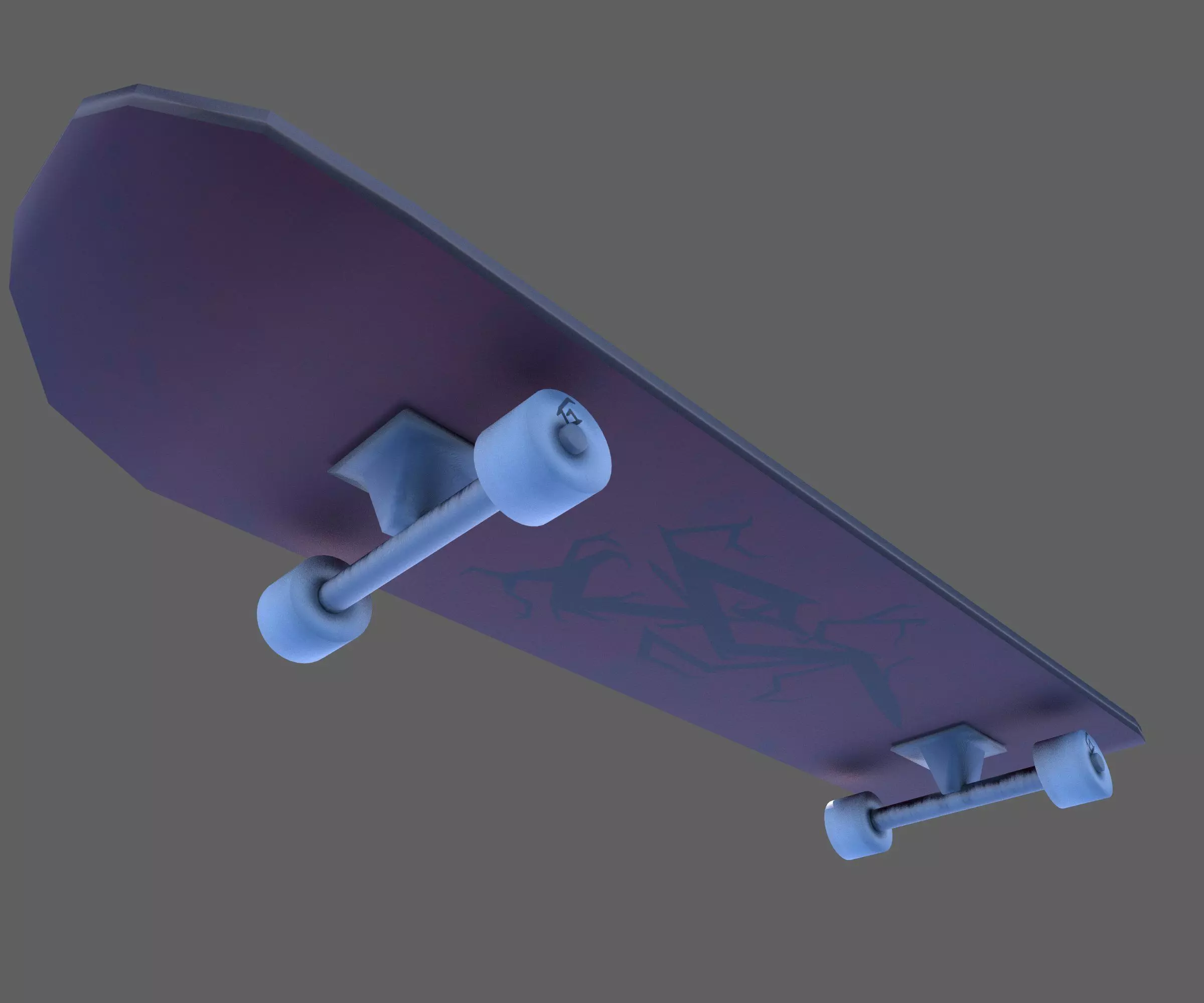 Lowpoly Skateboard with details Free low-poly 3D model_0