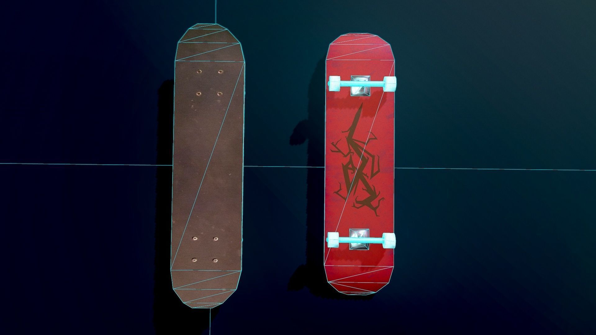 Lowpoly Skateboard with details Free low-poly 3D model_1