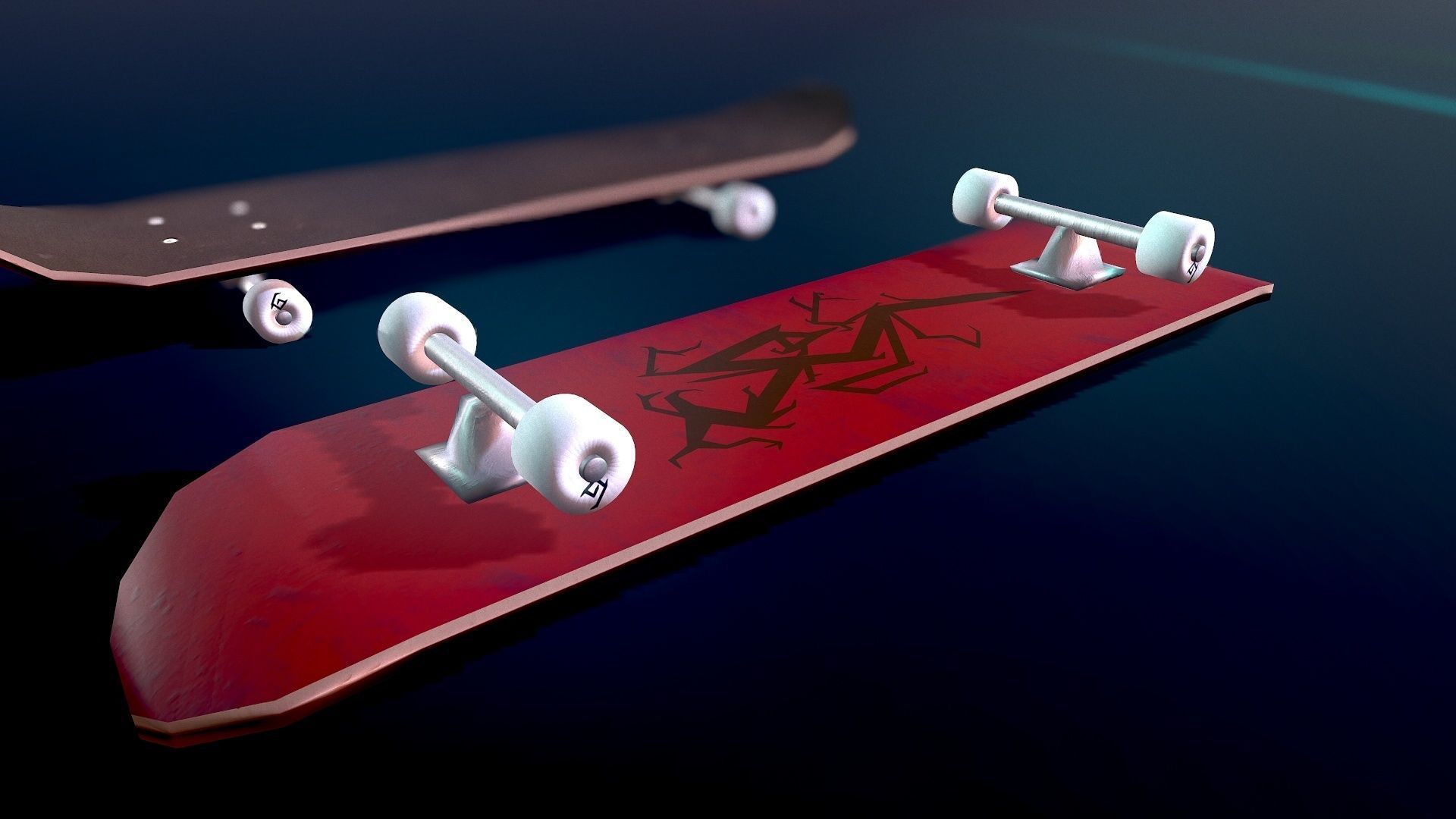 Lowpoly Skateboard with details Free low-poly 3D model_38