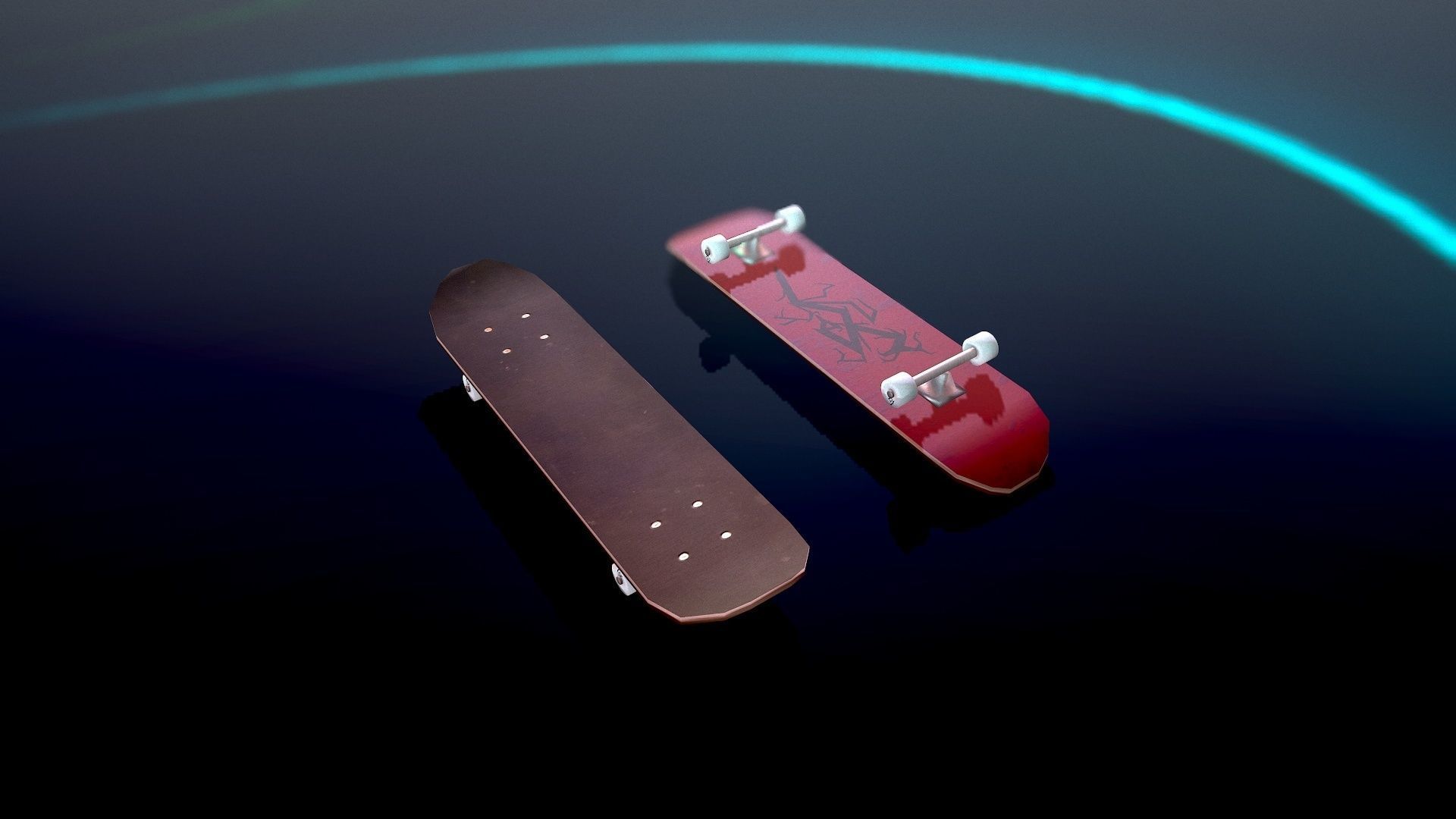 Lowpoly Skateboard with details Free low-poly 3D model_39