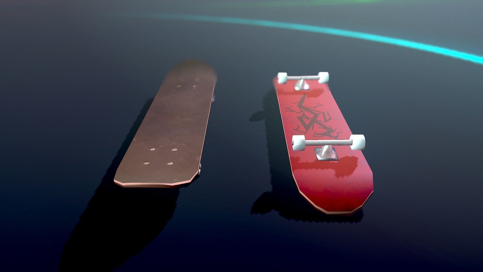 Lowpoly Skateboard with details Free low-poly 3D model_16
