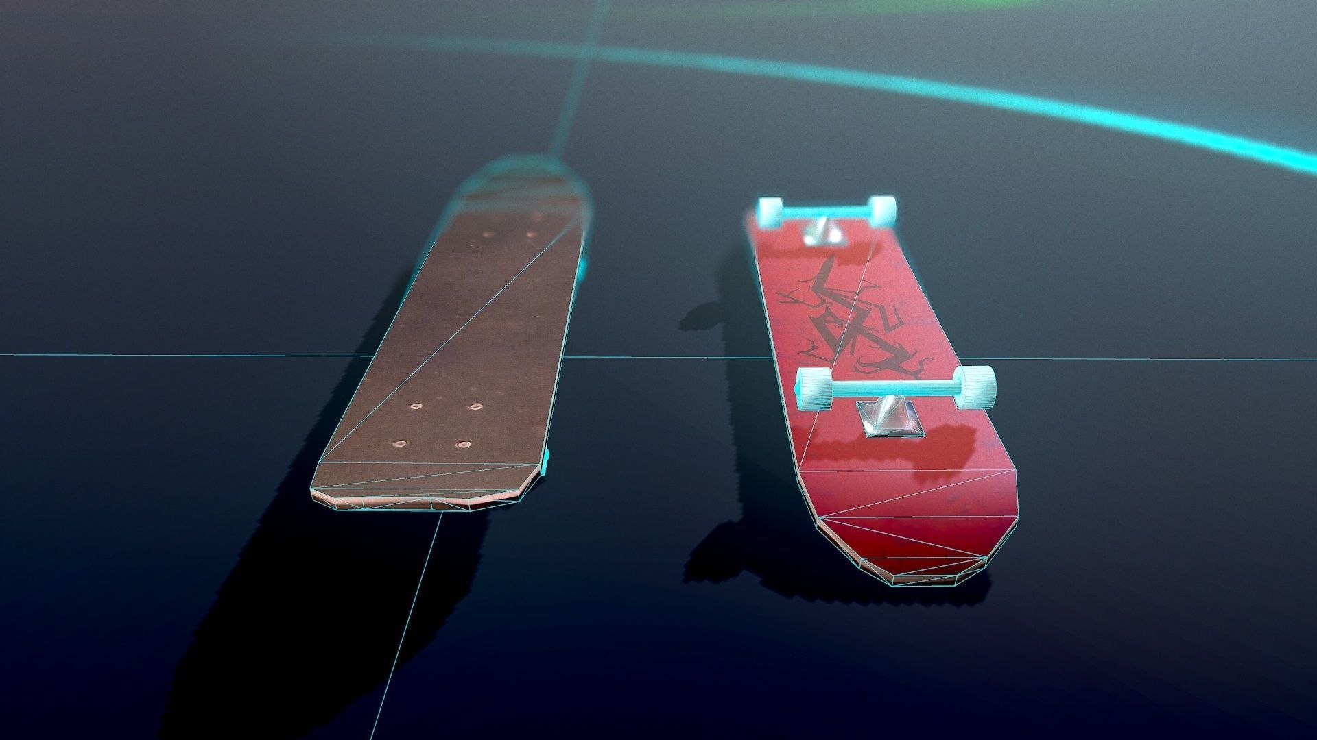 Lowpoly Skateboard with details Free low-poly 3D model_17