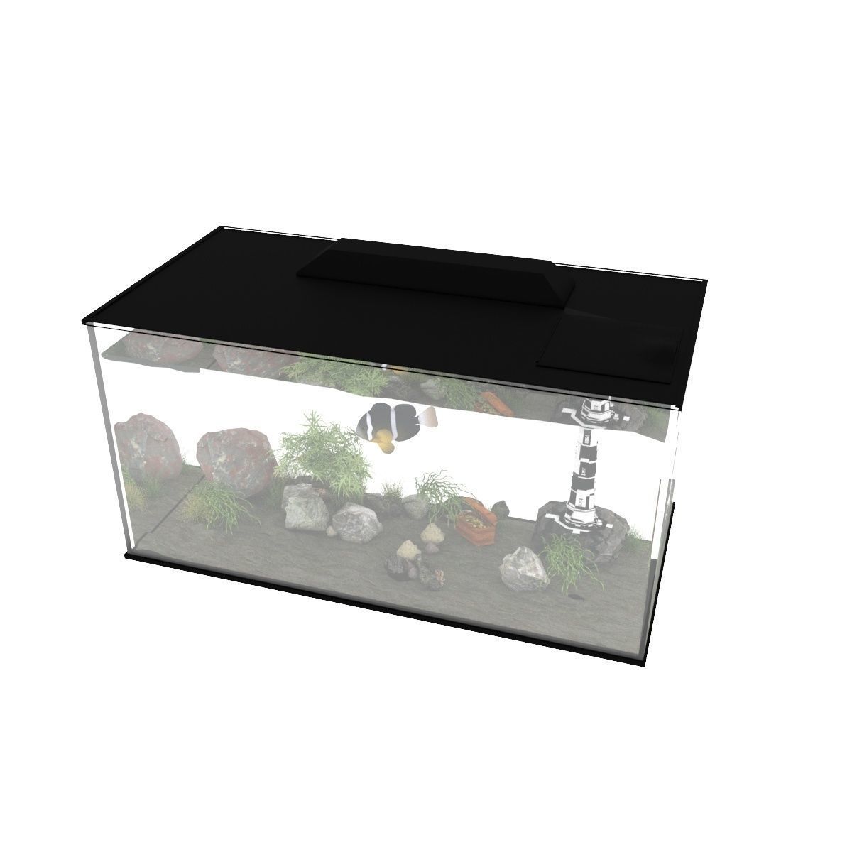 Aquarium fish tank on table 3D model_15