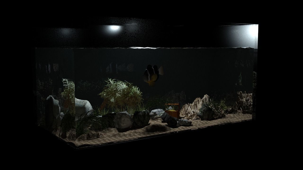 Aquarium fish tank on table 3D model_2