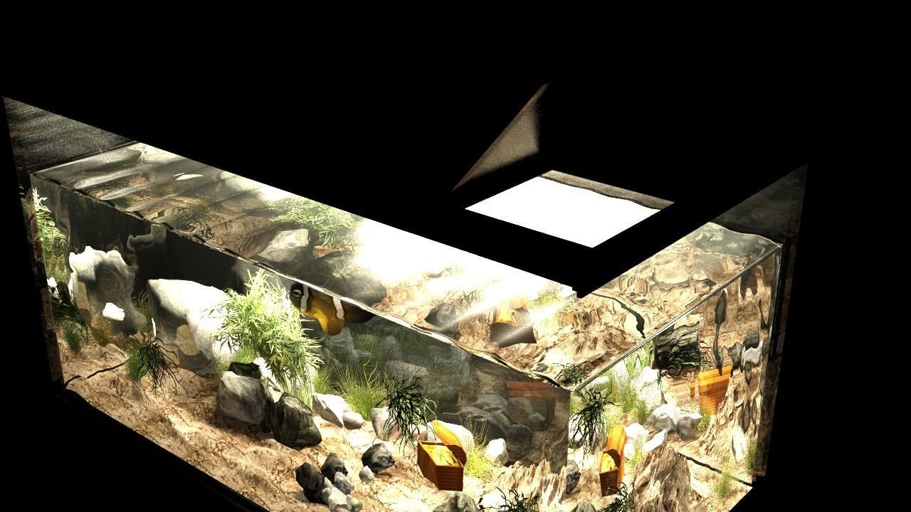 Aquarium fish tank on table 3D model_5