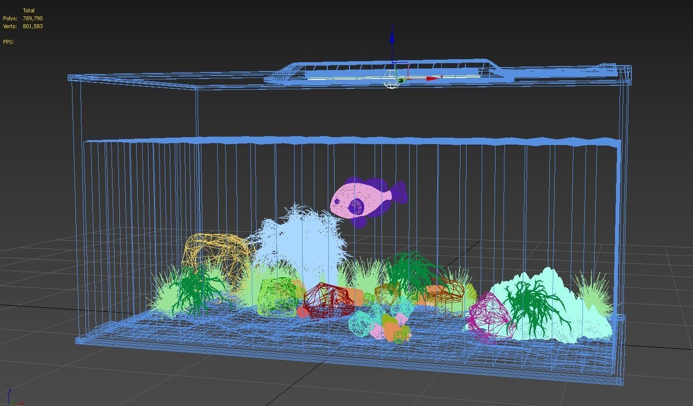 Aquarium fish tank on table 3D model_7