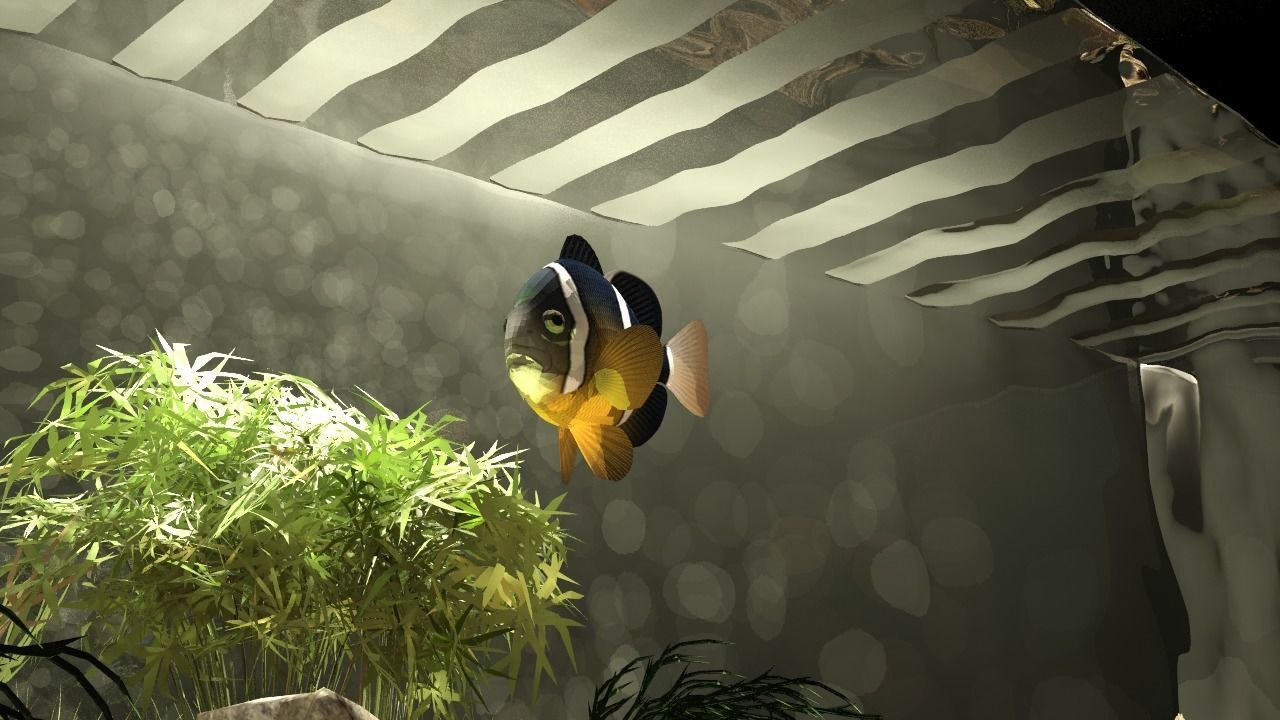 Aquarium fish tank on table 3D model_4