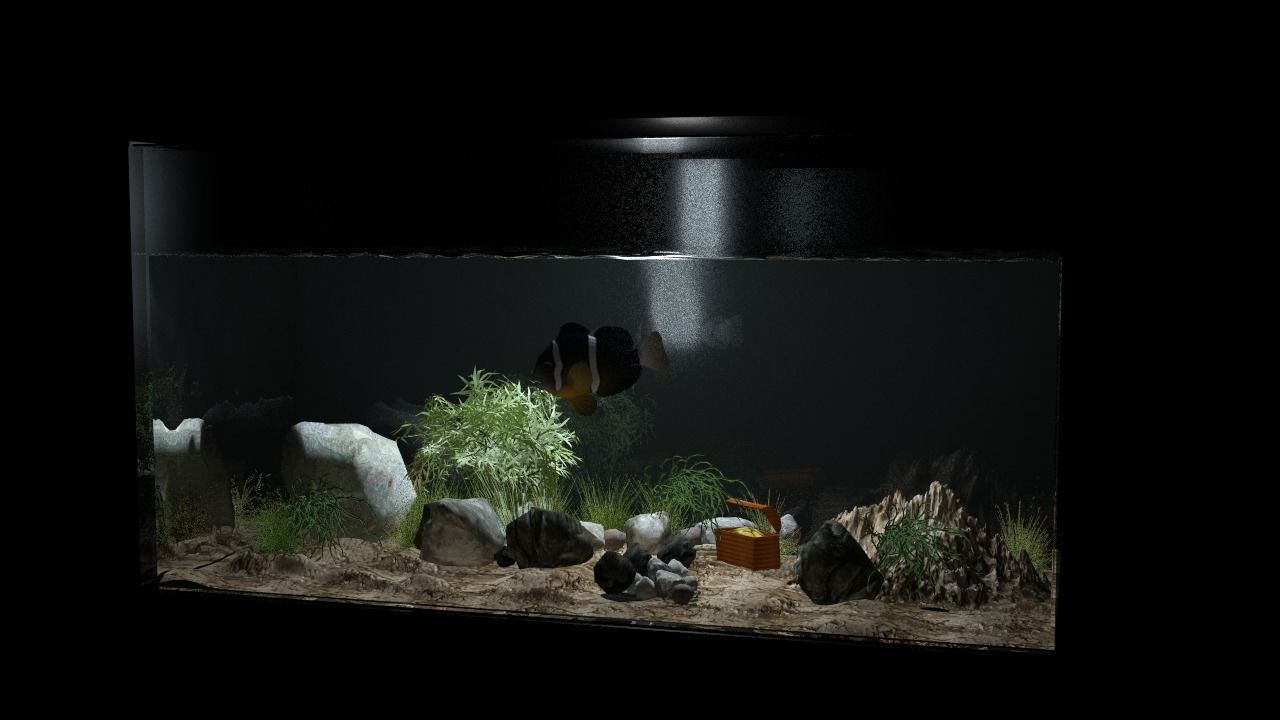 Aquarium fish tank on table 3D model_3