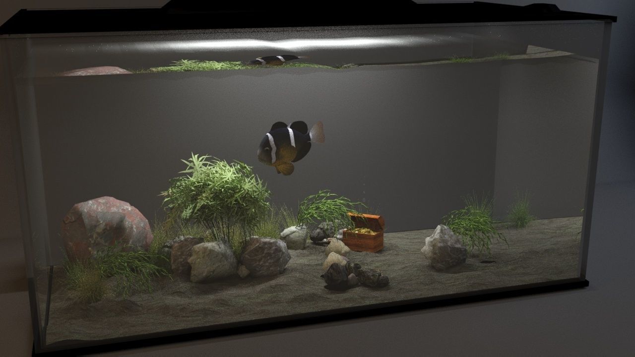 Aquarium fish tank on table 3D model_10