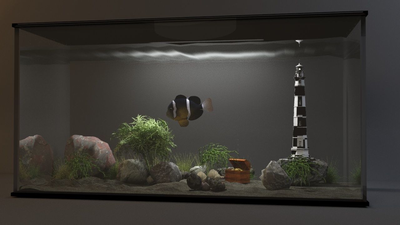 Aquarium fish tank on table 3D model_9