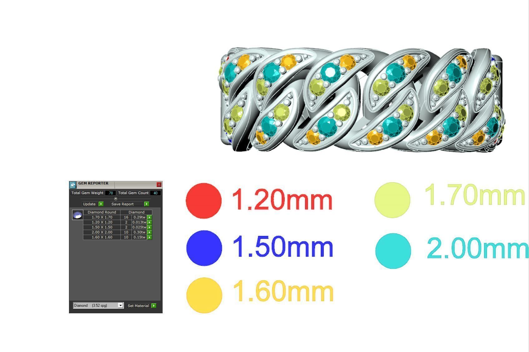 Diamond Cuban Ring N4 3D print model_6