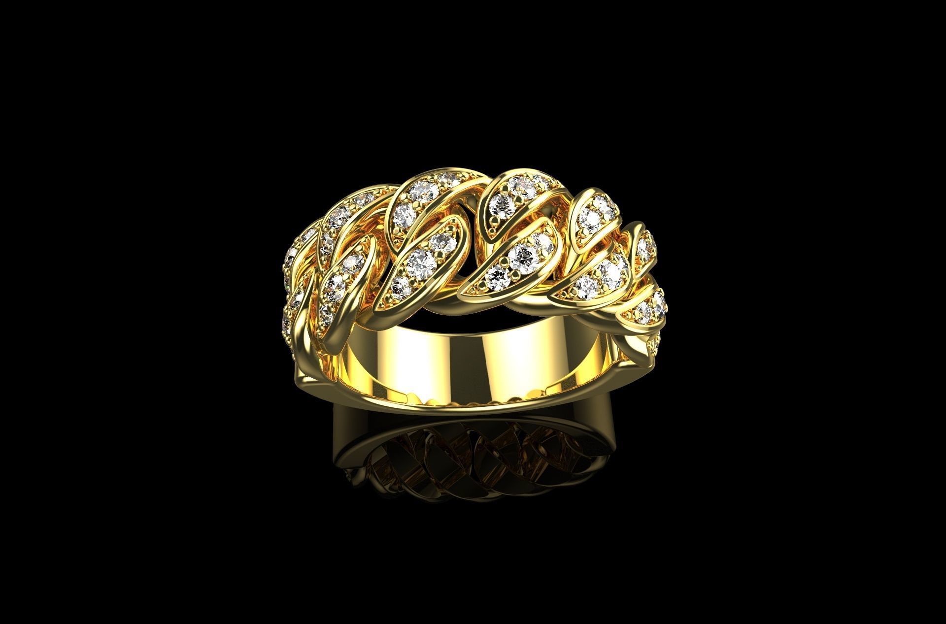 Diamond Cuban Ring N4 3D print model_1