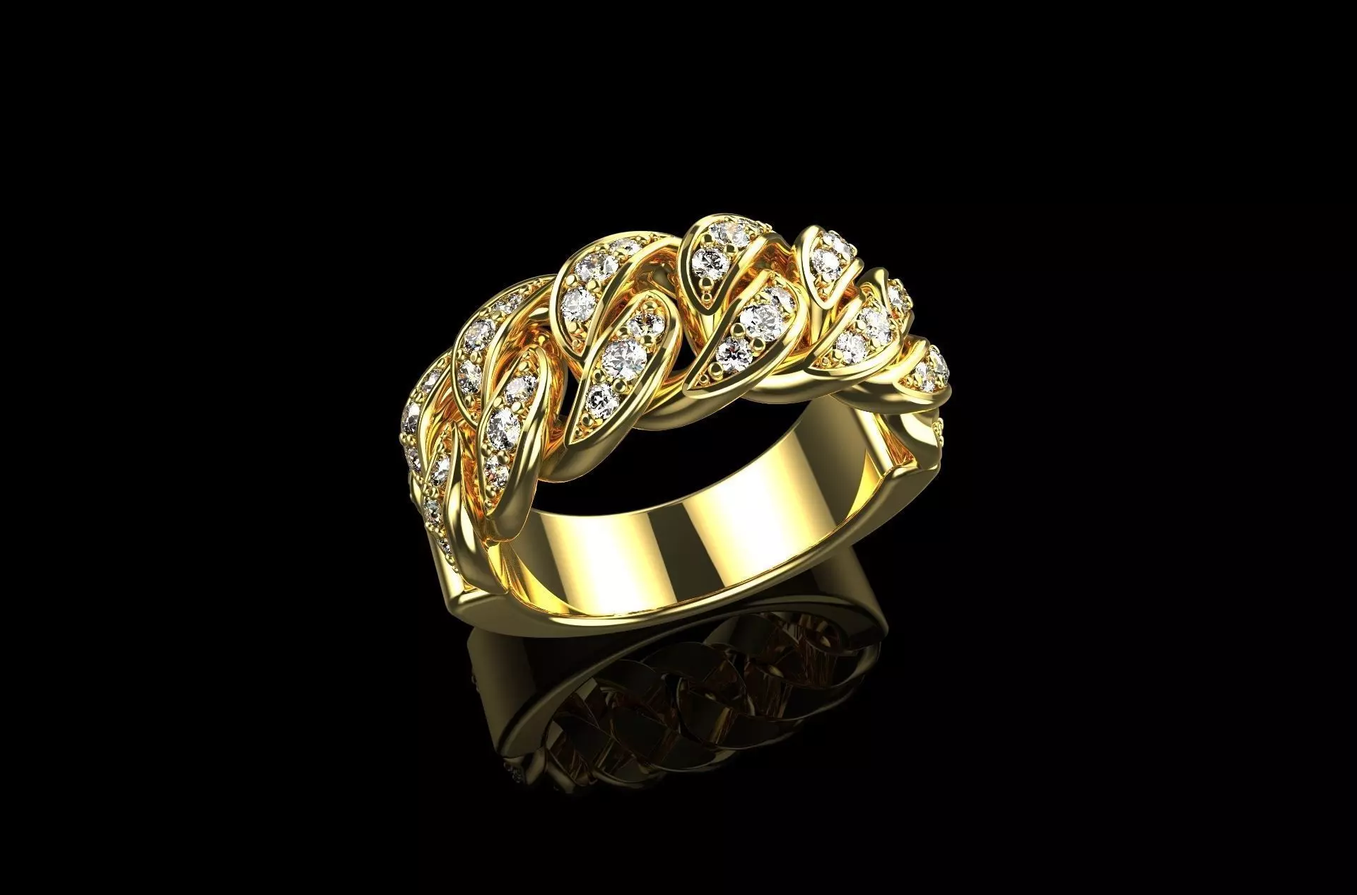 Diamond Cuban Ring N4 3D print model_0
