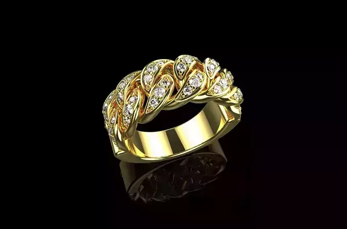 Diamond Cuban Ring N4 3D print model