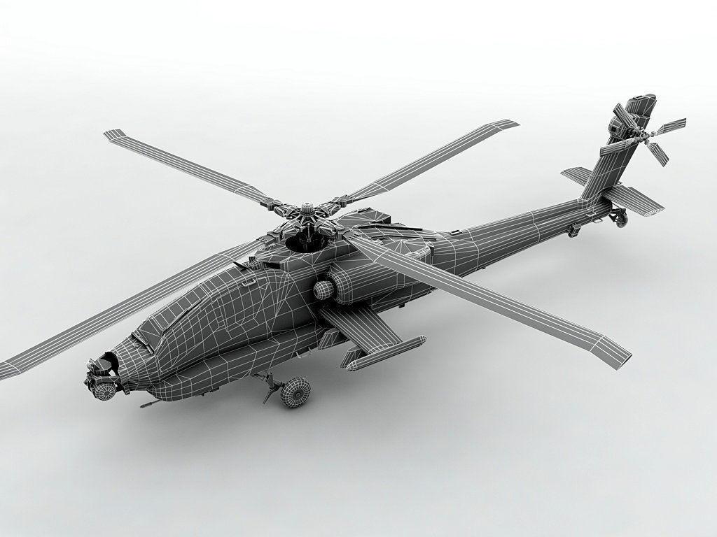 AH 64 Apache Helicopter Low-poly 3D model_3