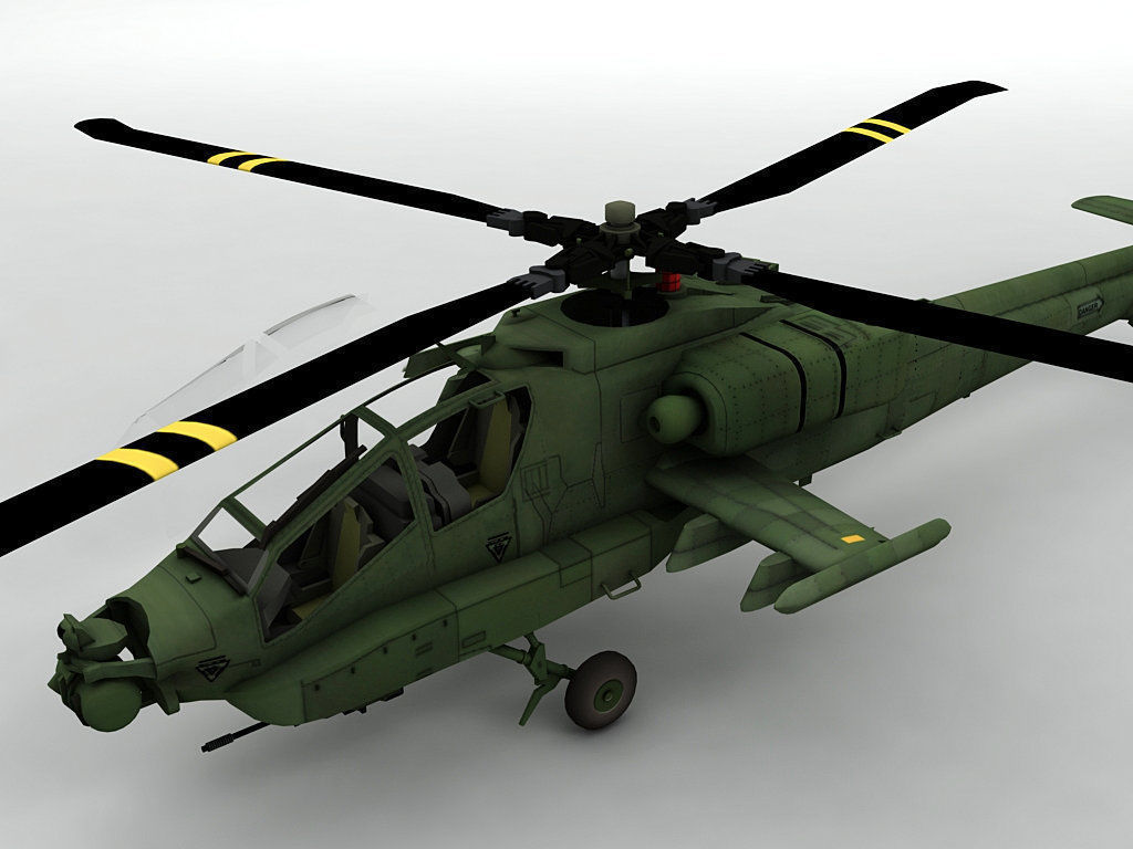 AH 64 Apache Helicopter Low-poly 3D model_2