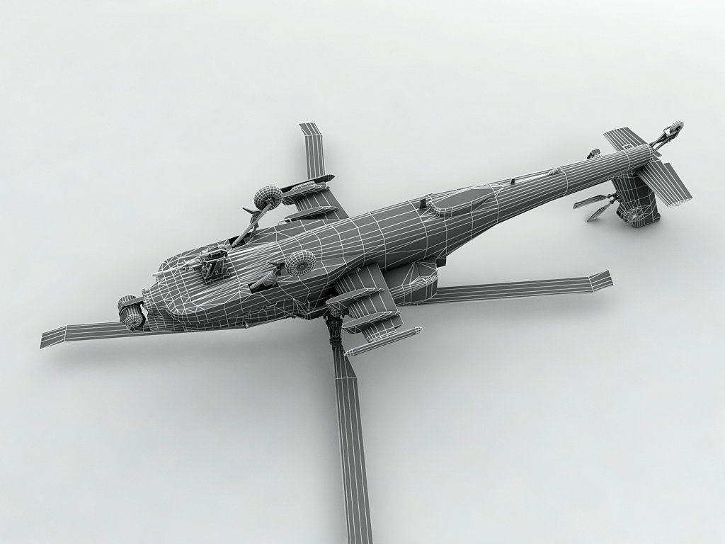 AH 64 Apache Helicopter Low-poly 3D model_4