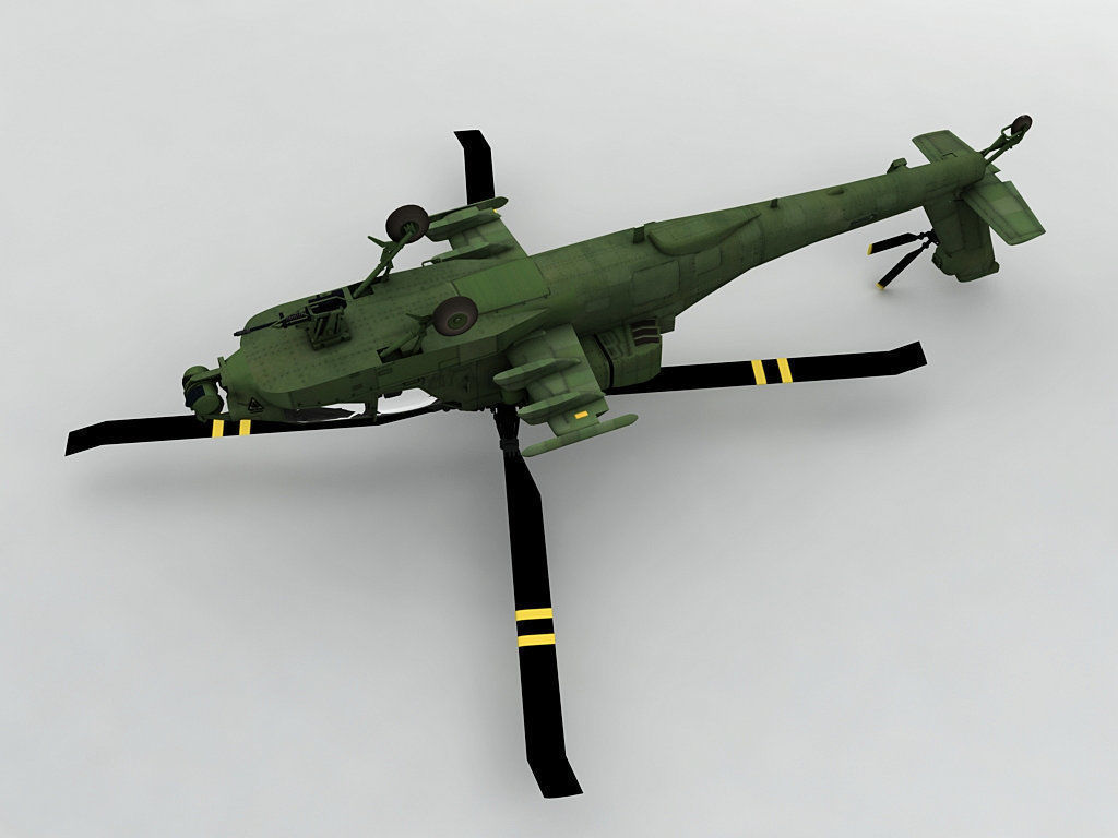 AH 64 Apache Helicopter Low-poly 3D model_1