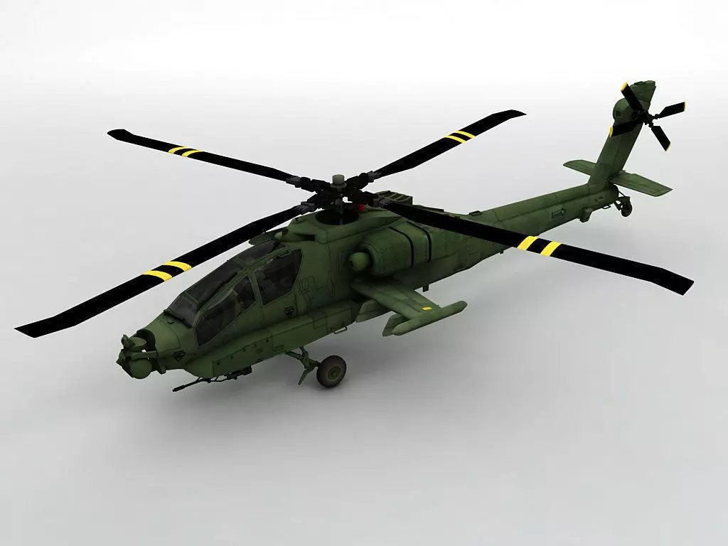 AH 64 Apache Helicopter Low-poly 3D model_0
