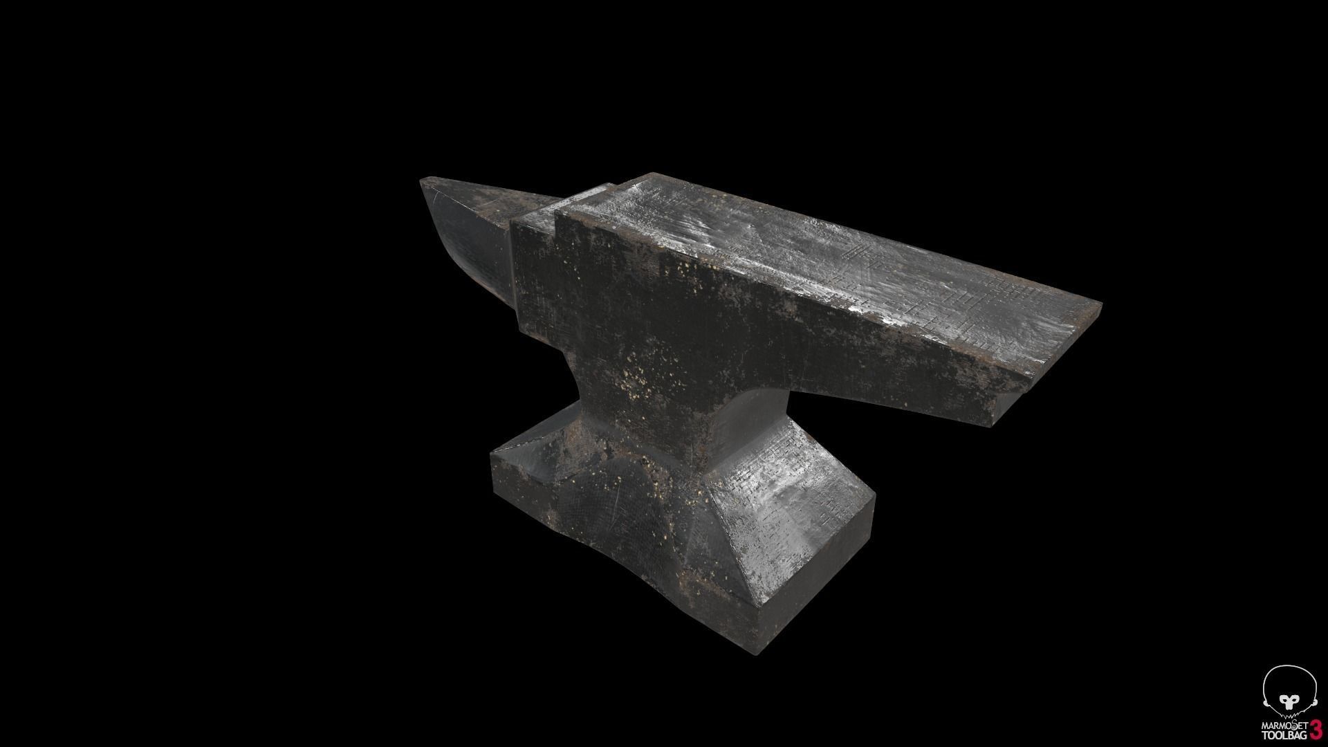 Scratched anvil Low-poly 3D model_4