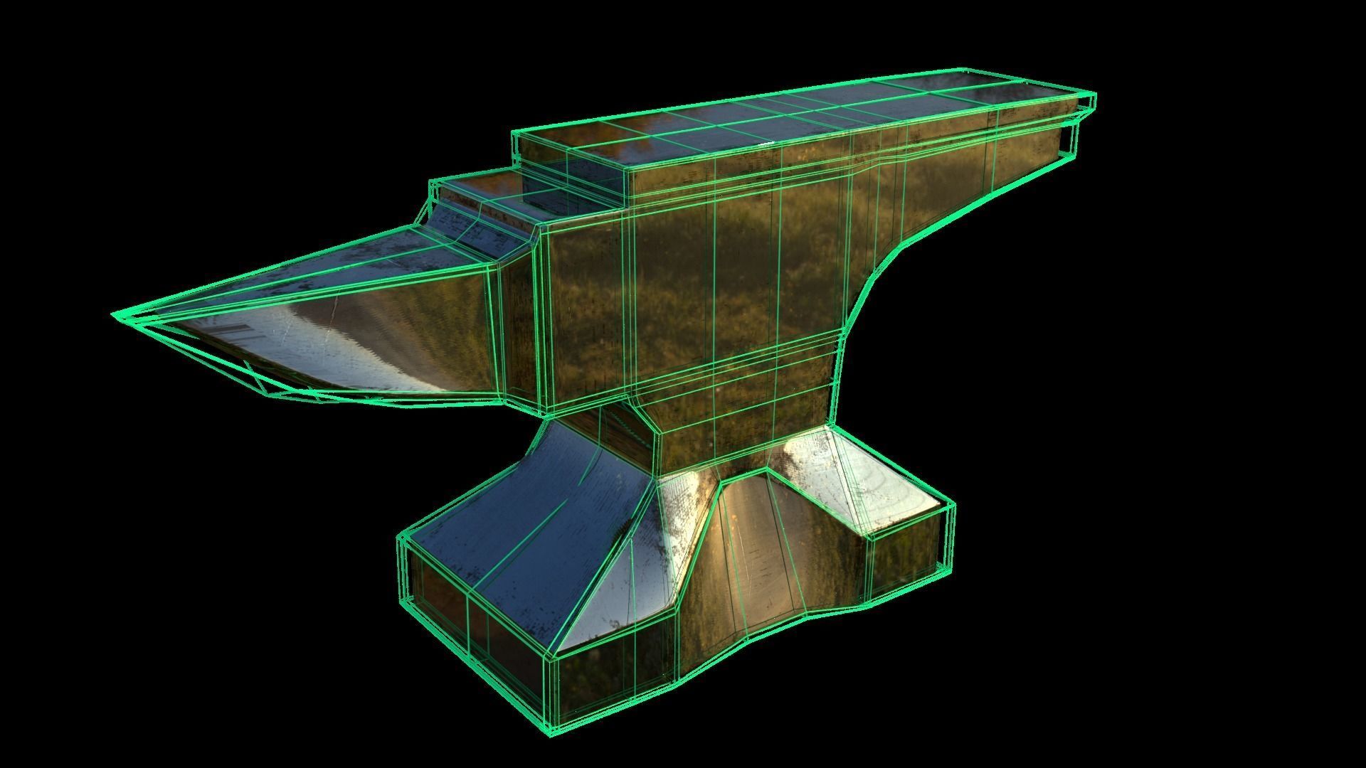 Scratched anvil Low-poly 3D model_7