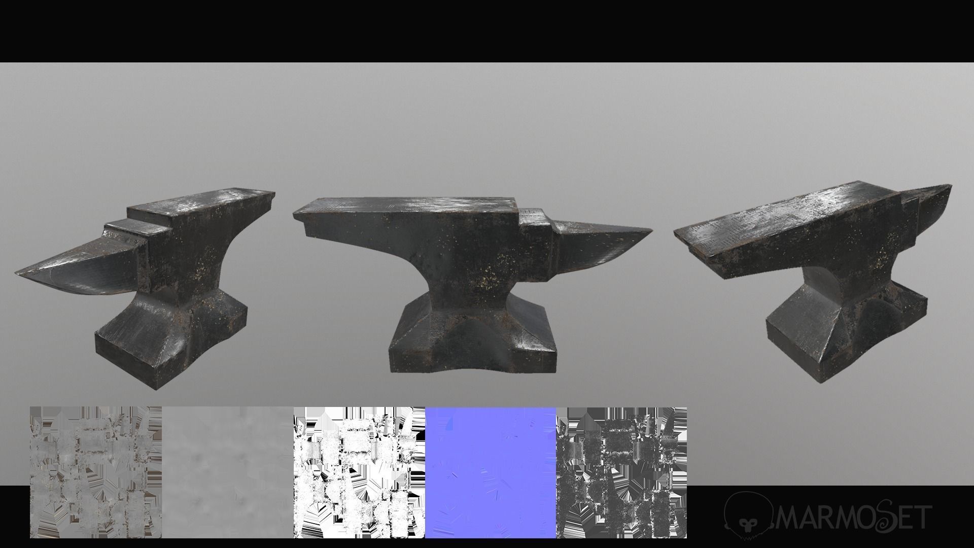 Scratched anvil Low-poly 3D model_6