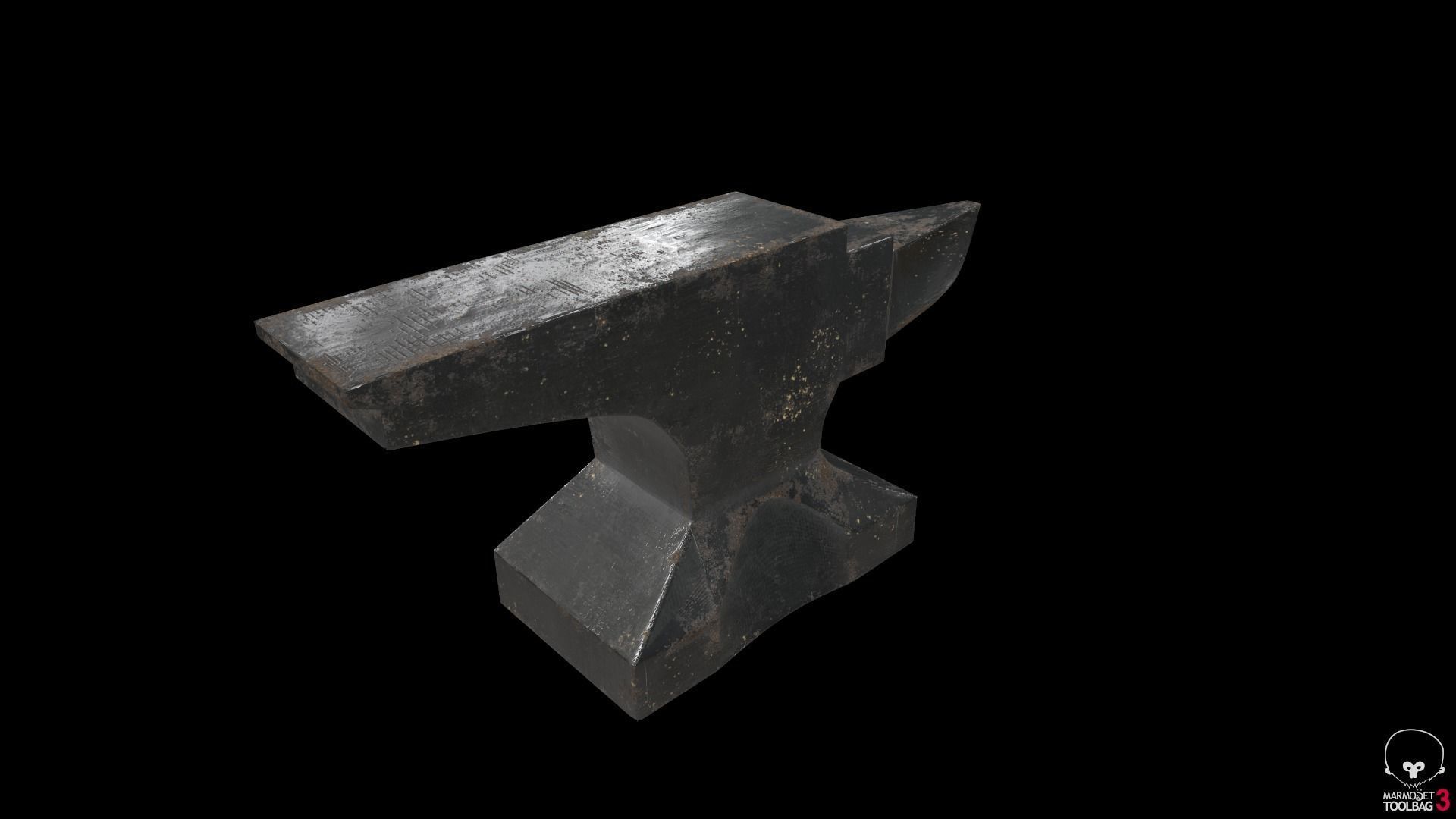 Scratched anvil Low-poly 3D model_3