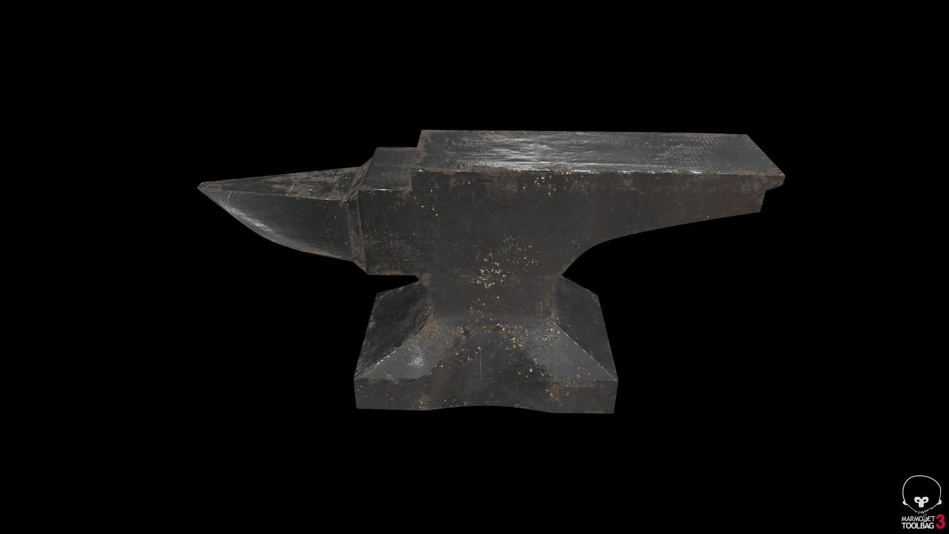 Scratched anvil Low-poly 3D model_5