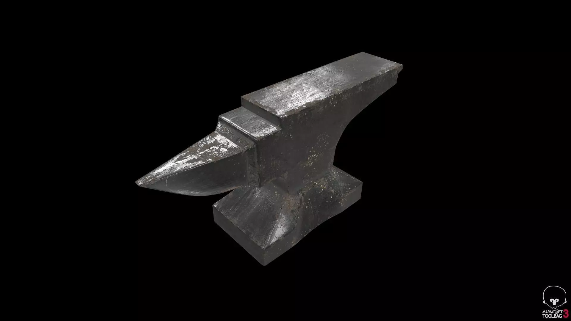 Scratched anvil Low-poly 3D model_0