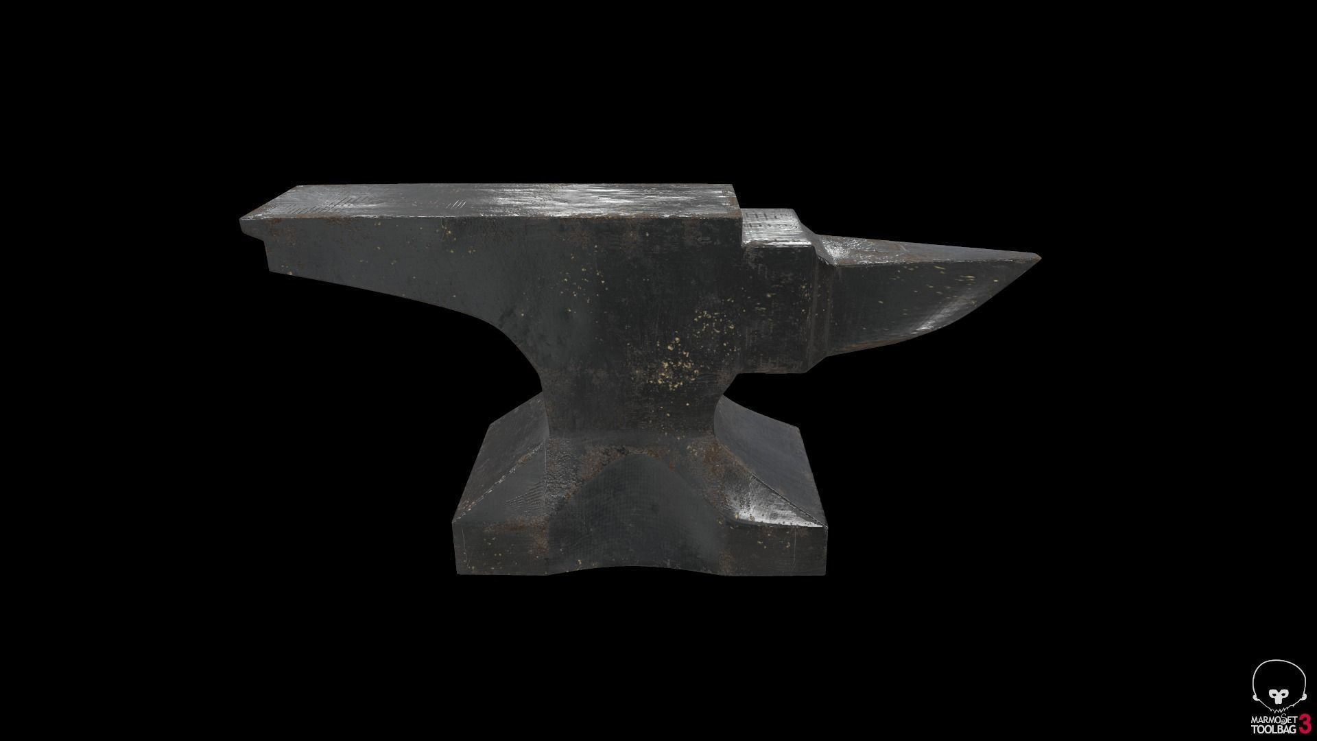 Scratched anvil Low-poly 3D model_2