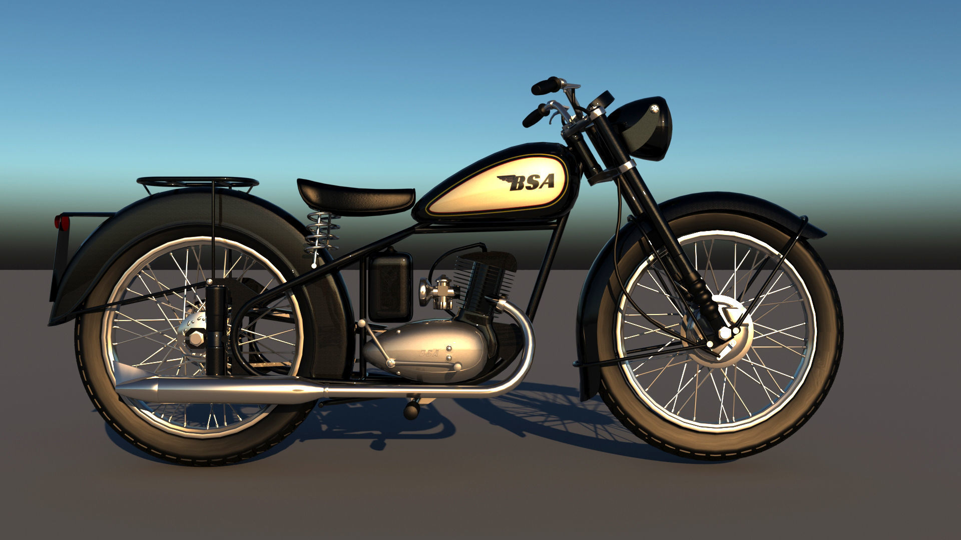 BSA Bantam D1 motorcycle 3D model_1