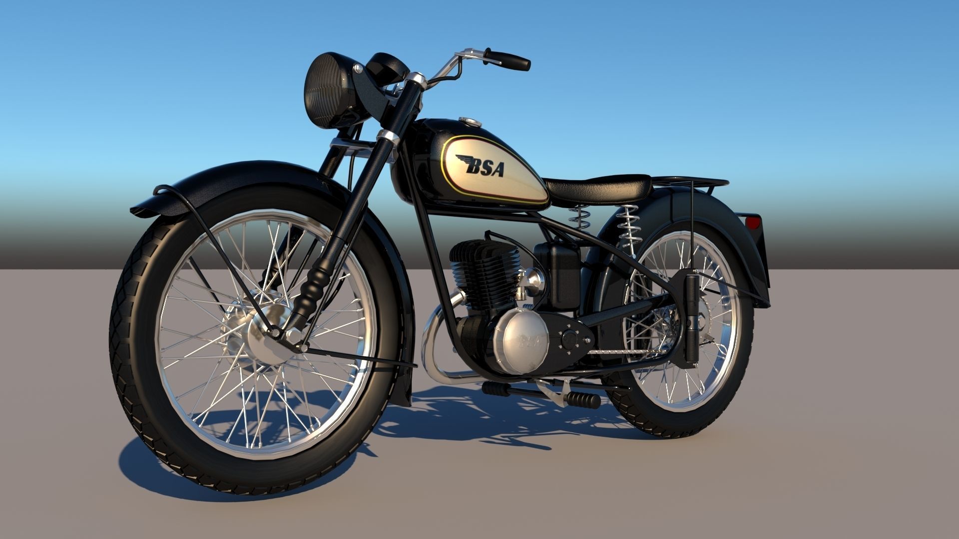 BSA Bantam D1 motorcycle 3D model_6
