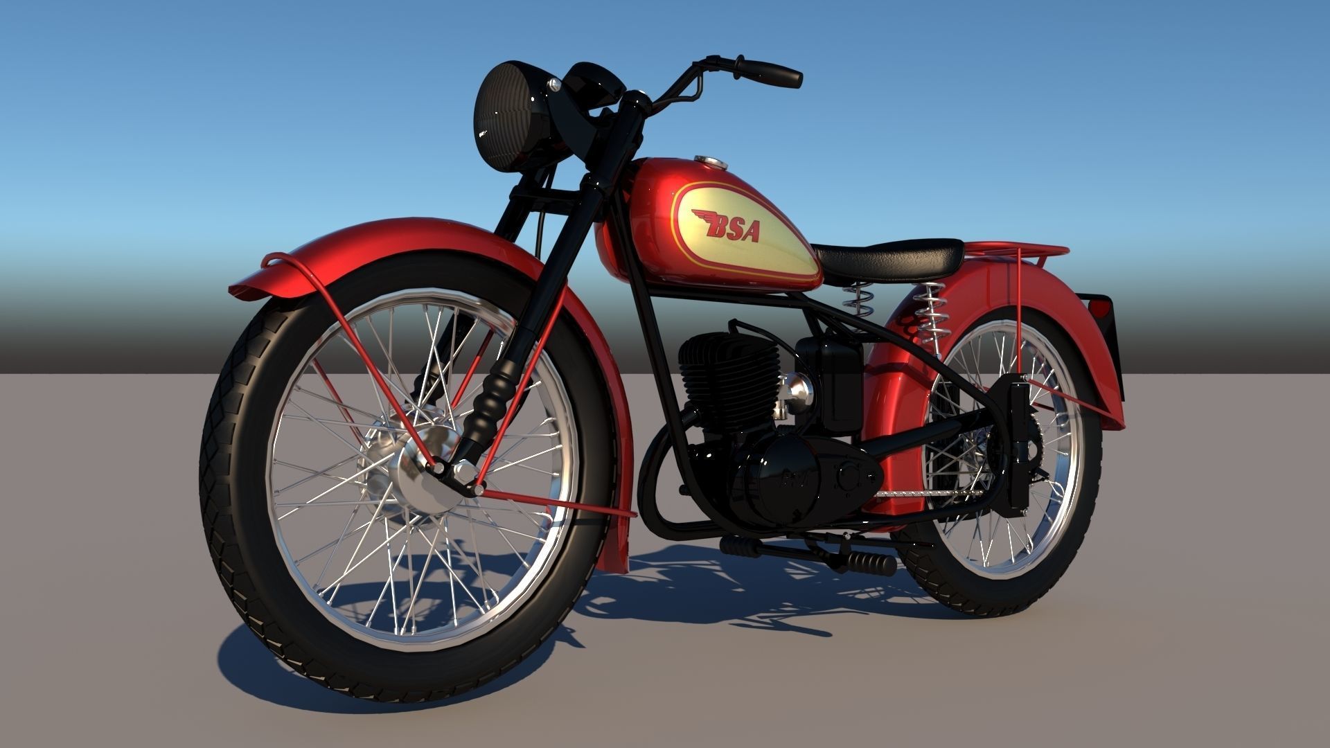 BSA Bantam D1 motorcycle 3D model_16